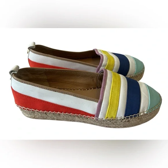 Kate Spade Leena Rainbow Striped Lace up Espadrilles Platform Flats Size 8 M - Picture 3 of 11